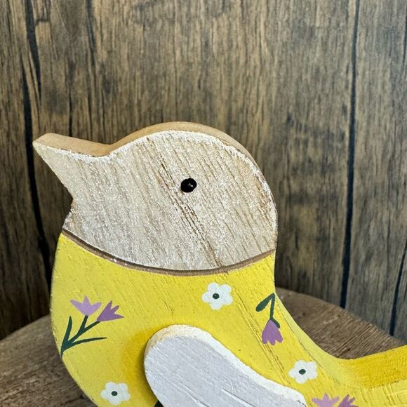 Home Decor Wood Bird Sitter Flower Home Decor NEW FAST SHIP - Picture 2 of 6